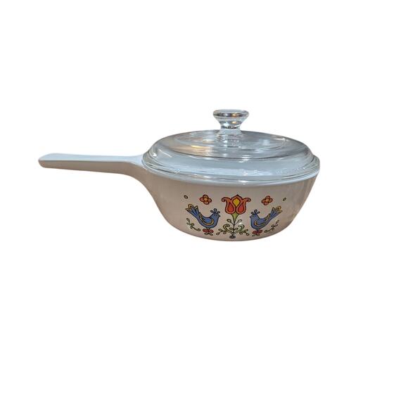 Vintage Corning Ware Country Festival Blue Bird Skillet w/Lids (P-81-B & P-82-B) - Picture 7 of 16